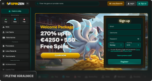 SpinZen Casino domača stran